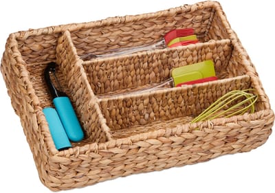 bestekbak waterhyacint - 4 vakken - 42 x 29 cm - bestek organizer keukenlade