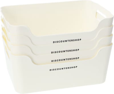 Opbergmanden 3.6L set van 4 stapelbare - witte organizer opbergbakjes 24,6x16,9x10,4 cm - ideaal voor kasten en planken
