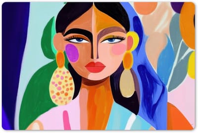 Placemats 45x30 cm - Placemat kunststof - 1 stuk - Portret - Vrouw - Modern - Borden onderleggers - Decoratie voor op tafel - Keuken tafeldecoratie accessoires - Vinyl onderlegger - Tafelversiering