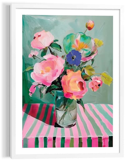 Schilderij Bloemen op tafel - 70 x 50 - Hout - REINDERS