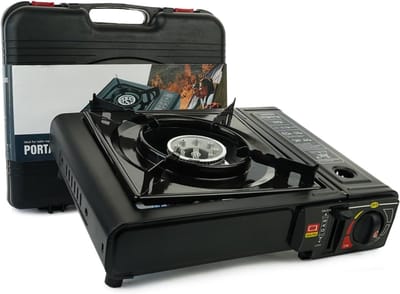 DnA® Camping Gasstel - Gasstel - Kooktoestel Camping - Kookstel Gas Camping - Camping Gaspit - Zwart - ‎34cm x 26cm x 8cm