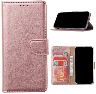 Bookcase Telefoonhoesje Geschikt voor iPhone 16 - Hoesje - Ruimte voor 3 pasjes - Magneetlipje - Portemonnee - FuturiQ - Rosé Goud
