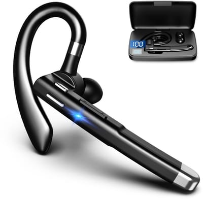 GELLDG Bluetooth-koptelefoon - Draadloze In-Ear Oordopjes met Oorhaak - Speeltijd, Microfoon, 1,5 Uur Snelladen, LED Laadbox, Dubbele Apparaatkoppeling - Geschikt voor Autorijden, Business en Kantoor - Kunststof