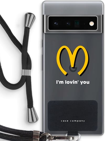 Case Company® - Hoesje met koord geschikt voor Google Pixel 6 Pro hoesje met Koord - I'm lovin' you - Telefoonhoesje met Zwart Koord - Bescherming aan alle Kanten en Over de Schermrand