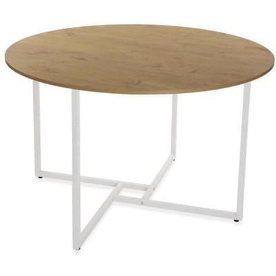 Tafel Keuken of Eetkamer - Versa - Beatriz - 76x120x120cm - Houten en metalen Eettafel - Wit en bruin