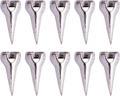 10 Stuks Halloween Kostuum Klauwen Nepnagels Set met Gothische Punk Volledige Vinger Ringen en Kristallen voor Cosplay Feest Silver