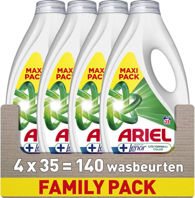 Ariel Wasmiddel +Touch of Lenor Unstoppables Kleur - 4 x 35 Wasbeurten