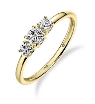 Schitterende 14 Karaat Gouden Ring met Zirkonia's 16.00 mm. (maat 50)