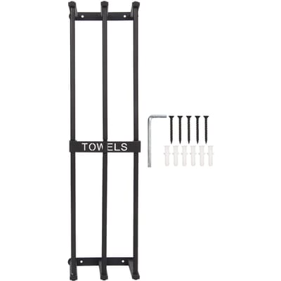 Badkamer Wand Handdoekenrek Wandmontage 3 Stangen Aluminiumlegering Oprol Handdoekhouder voor Oprol Handdoeken zwart