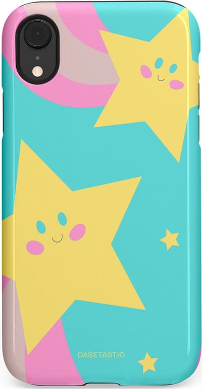 Casetastic Hoesje Geschikt voor Apple iPhone Xr - Stijlvolle Beschermende Duo-layer Case - Roze Sterrenlicht