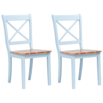 vidaXL - Eetkamerstoelen - 2 - st - massief - rubberwood - grijs - en - naturel
