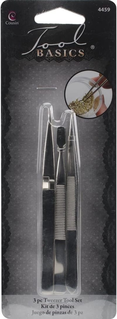 Knutsel Pincetten - Precisie Tangen - Kleine Onderdelen Pakken - Drie Stuks Set - 18 cm Lengte - Meerkleurig
