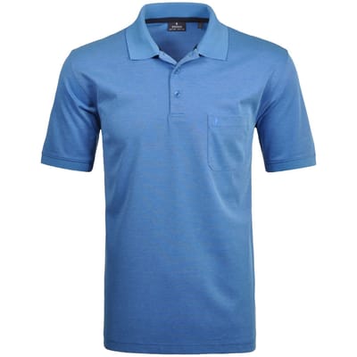 Ragman Softknit Poloshirt Breast Pocket Pima Cotton Mix Aqua / male