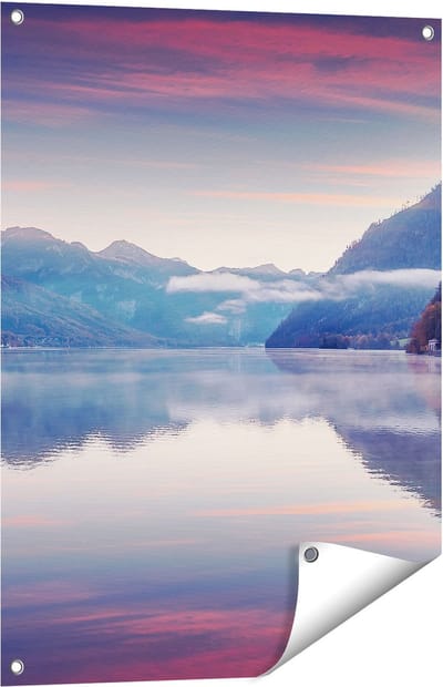 Gards Tuinposter Meer in de Bergen - 60x80 cm - Tuindoek - Tuindecoratie - Wanddecoratie buiten - Tuinschilderij