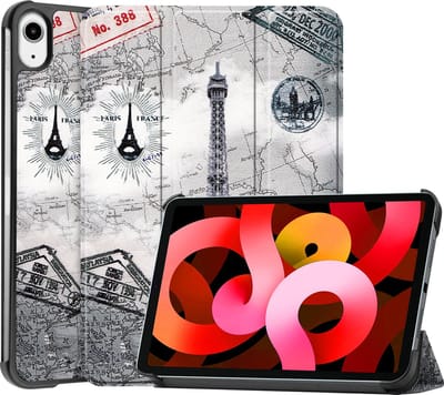 Hoesje Geschikt voor Apple iPad Air 5 (2022) - 10.9 inch - 5e Generatie - M1 - Dun & Stevig - Trifold Bookcase - Hard Cover - Hardcover Book Case - Tablet Hoes - Eiffeltoren