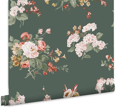 Laura Ashley Rosemore Behang - Bloemen - 10mx52cm - Groen
