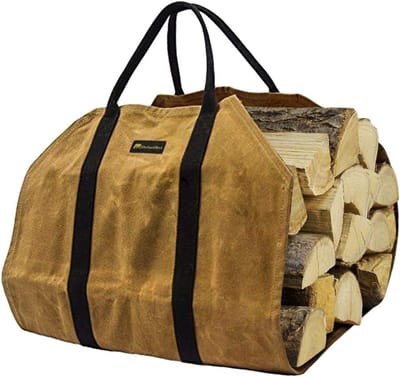 Brandhout Drager - Vuurhout Tas - Haardhout Vervoeren - Waterbestendig Canvas - 99 x 45 cm - Kaki