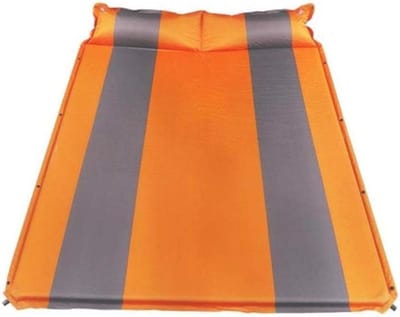 Kampeermatras met kussen - Luchtbed slaapmat - Outdoor slapen - Automatisch opblaasbaar - 192x134x2.5cm - Roodgrijs