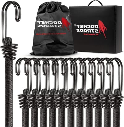 Bungee Koorden Set - Elastische Spanners - Outdoor Vastzetten - Dubbele J-haken - 32 Inch - Zwart