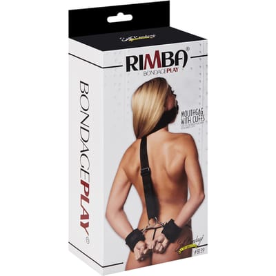 Rimba - Bondageset - Mondknevel - Boeien - Velcro - Zwart - Diameter Gag 45 mm -