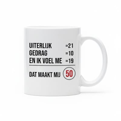 330ml Grappige Leeftijd Mok – “Dat Maakt Mij 50” Humor Beker – Perfect Verjaardagscadeau voor 50 Jaar, Mannen & Vrouwen