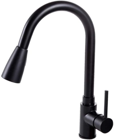 spoelbak met universele kraan uittrekbare keuken zwart warm en koud water