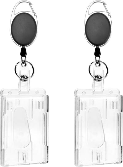 ID Kaarthouder met Clip - 2 Stuks, Hard Plastic Bescherming voor School, Werk en Evenementen, Verticale Badgehouder voor ID Kaarten