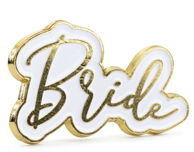 PARTYDECO - Witte en gouden metalen bride-pin voor vrijgezellenfeest