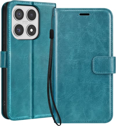 Mayaxess, Hoesje geschikt voor Xiaomi 17 - Wallet Case met Koord & Standaard, Turquoise