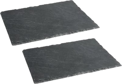 Secret de Gourmet Serveerplankje voor hapjes/fingerfood - 2x - 24 x 32 cm - Leisteen - borrelplank - tapasplank - kaasplank
