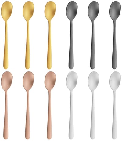 Dailygoods- Mini-lepels 12 stuks - Roestvrij Staal - Mat Gouden Lepels - Koffielepels - Theelepels - Geschikt voor dagelijks gebruik