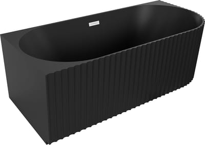 Mexen Gia vrijstaande hoekbadkuip met ribbel links 150 x 75 , zwart mat, witte overloop - 52701507571L-20