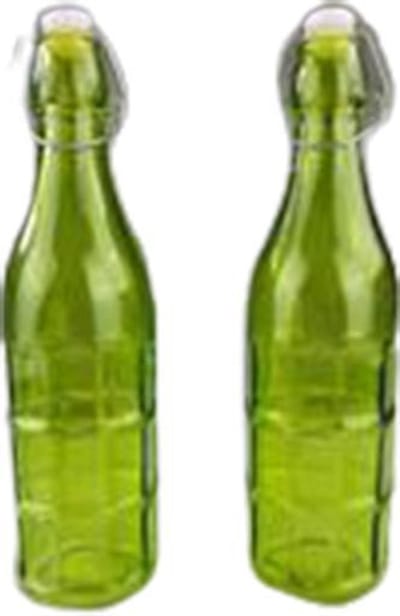 Trendy decofles BEAULINDE - set van 2 - Glas - Groen - Blok patroon - 7 x 27 cm