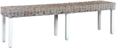 Rotan Bank - Buitenbank Tuinbank - Zitcomfort Creëren - Massief Mangohout Poten - 160 cm - Wit