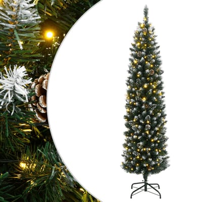 vidaXL - Kunstkerstboom - smal - met - 300 - LED's - 210 - cm
