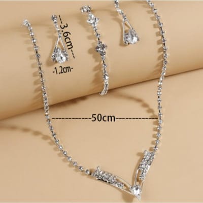 Bruidssieraadset met Strass Waterdruppel Ketting en Oorbellen, Tweeledige Combinatieset, Bruidsmeisjes Bruidsjurk Verzild Huwelijkssieraden