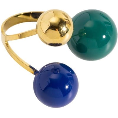 Niche Roestvrij Staal Open Ring Verguld Kleurrijke Emaille Wijzende Vinger Ring Geometrische Sferische Parelring Dames Sieraden blue