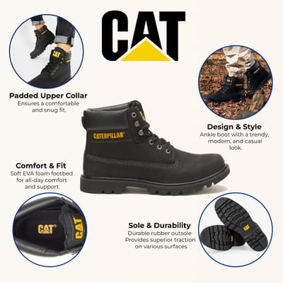 Caterpillar Colorado 2.0 Zwarte leren wandelschoenen enkel