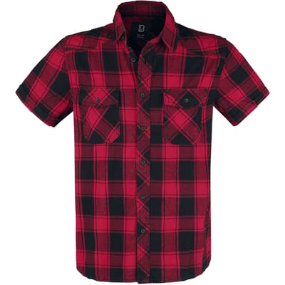 Brandit Shirt met korte mouwen - Checkshirt halfsleeve - S tot 7XL - voor Mannen - zwart-rood
