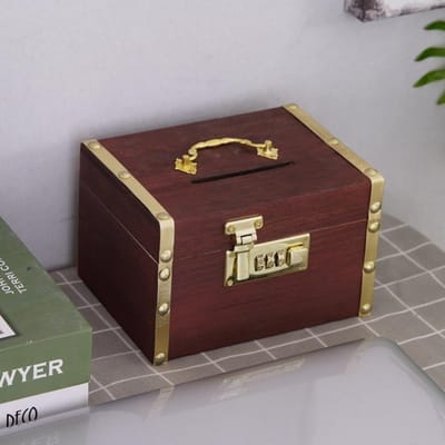 Duurzame Schatkist Opbergdoos in Vintage Stijl met Combinatieslot Geldpot Spaarpot Organizer Kluis Geldspaardoos