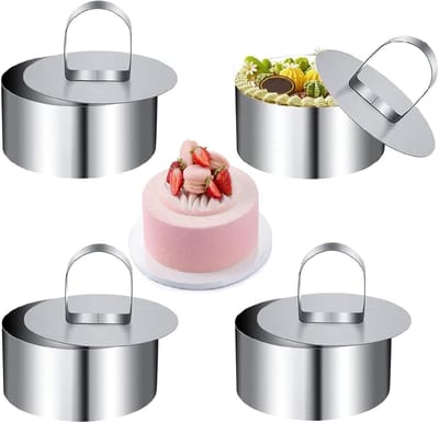 Dessert Mousse Ringen Set van 4 Stuks, Ronde Bakringen van RVS voor Taarten en Gebak Maken