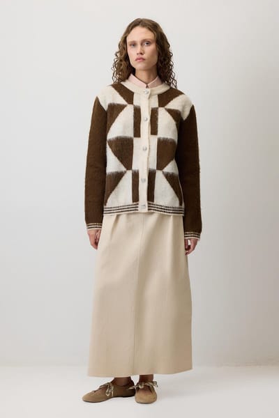 Touché Privé - Gebreid vest met color-blocking - Donkerbruin - Dames