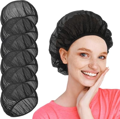 Unisex Elastische Kookmuts - 6 Stuks Herbruikbare en Wasbare Kookhoed voor Koks, Keuken en Voedselservice, Verstelbare Mesh Cap in Zwart