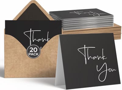 Set van 20 Blanco Bedankkaarten met Enveloppen en Stickers - Ideaal voor Bruiloften, Bedrijven en Evenementen
