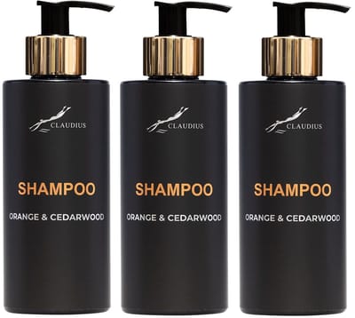 Shampoo Orange & Cedarwood 300 ml - gouden pomp - 3 stuks
