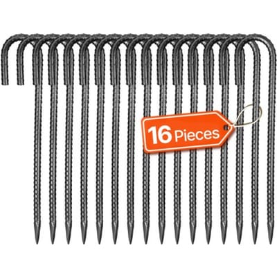 VEVOR grondankers, 304,8 mm, J-type met 10 mm diameter, gegalvaniseerde tentharingen, grondankers, grondpennen, haringen, voor tenten, luifels, kamperen, trampolines, bloemenstandaards (16 stuks)