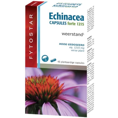 Fytostar Echinacea Forte 1215 mg – Weerstand – Voedingssupplement met Echinacea – 45 plantaardige capsules