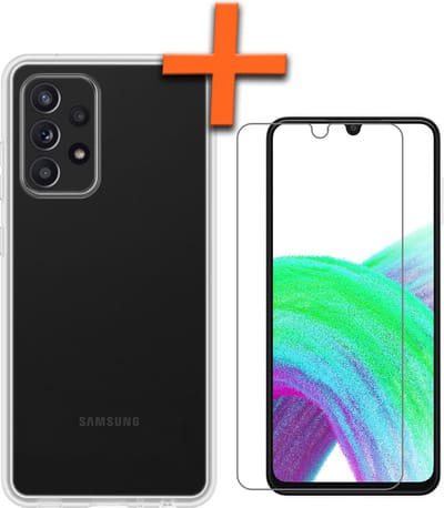 Hoes - Met Screenprotector - Geschikt voor Samsung Galaxy A33 - Sterk & Shockproof - Back Cover - Siliconen Case - Telefoon Hoes - Transparant