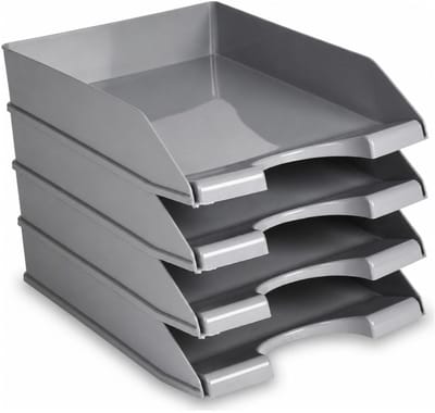 Plasticforte Brievenbakjes - 4x - A4 - lichtgrijs - kantoor postbakjes