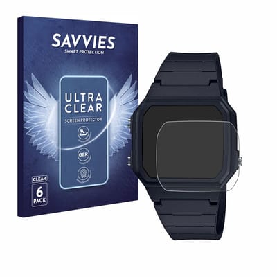 Savvies - Screenprotector voor Casio Unisex F-91W - Folie Beschermfolie transparant 6 Stuks